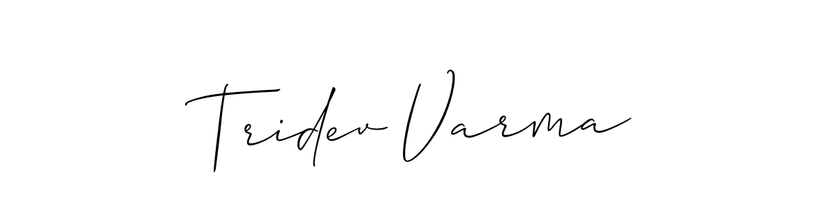 Also You can easily find your signature by using the search form. We will create Tridev Varma name handwritten signature images for you free of cost using Allison_Script sign style. Tridev Varma signature style 2 images and pictures png