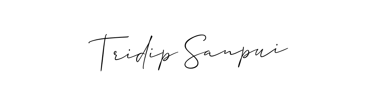 It looks lik you need a new signature style for name Tridip Sanpui. Design unique handwritten (Allison_Script) signature with our free signature maker in just a few clicks. Tridip Sanpui signature style 2 images and pictures png