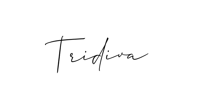 Use a signature maker to create a handwritten signature online. With this signature software, you can design (Allison_Script) your own signature for name Tridiva. Tridiva signature style 2 images and pictures png