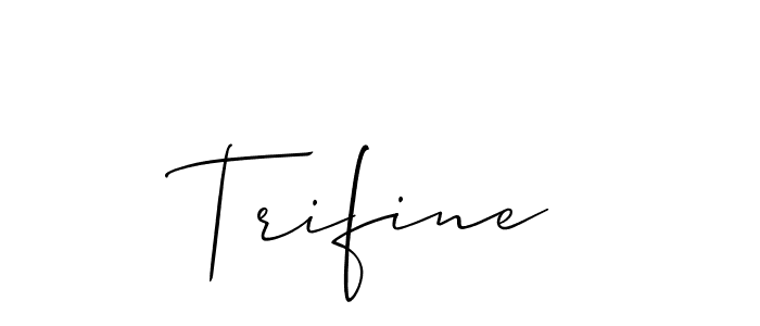 The best way (Allison_Script) to make a short signature is to pick only two or three words in your name. The name Trifine include a total of six letters. For converting this name. Trifine signature style 2 images and pictures png