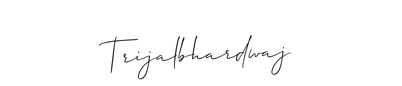 Allison_Script is a professional signature style that is perfect for those who want to add a touch of class to their signature. It is also a great choice for those who want to make their signature more unique. Get Trijalbhardwaj name to fancy signature for free. Trijalbhardwaj signature style 2 images and pictures png