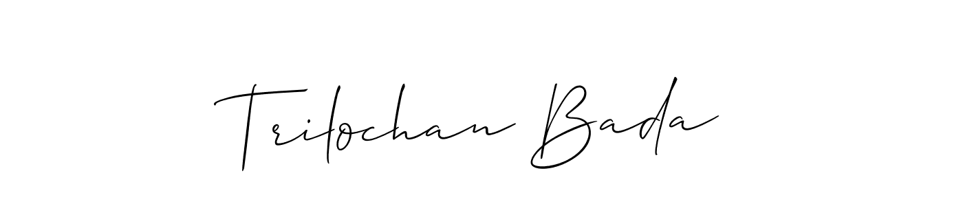 The best way (Allison_Script) to make a short signature is to pick only two or three words in your name. The name Trilochan Bada include a total of six letters. For converting this name. Trilochan Bada signature style 2 images and pictures png