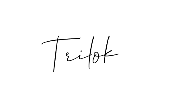 It looks lik you need a new signature style for name Trilok. Design unique handwritten (Allison_Script) signature with our free signature maker in just a few clicks. Trilok signature style 2 images and pictures png