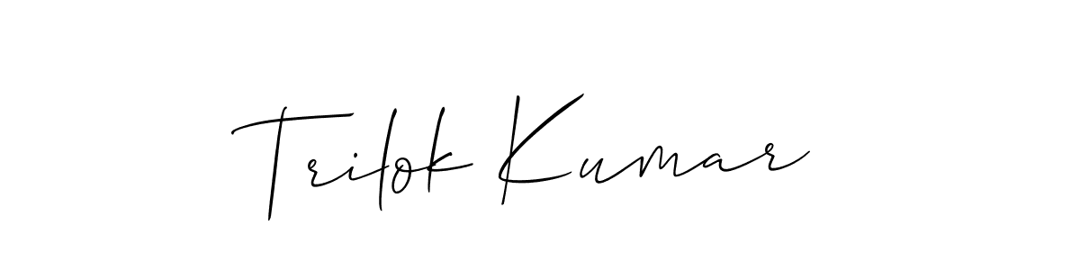 if you are searching for the best signature style for your name Trilok Kumar. so please give up your signature search. here we have designed multiple signature styles  using Allison_Script. Trilok Kumar signature style 2 images and pictures png