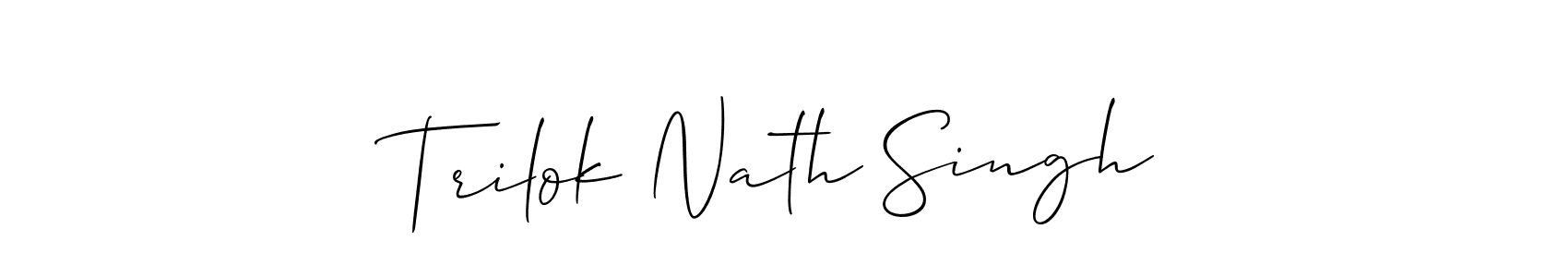 This is the best signature style for the Trilok Nath Singh name. Also you like these signature font (Allison_Script). Mix name signature. Trilok Nath Singh signature style 2 images and pictures png