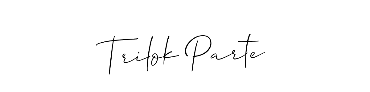 Allison_Script is a professional signature style that is perfect for those who want to add a touch of class to their signature. It is also a great choice for those who want to make their signature more unique. Get Trilok Parte name to fancy signature for free. Trilok Parte signature style 2 images and pictures png