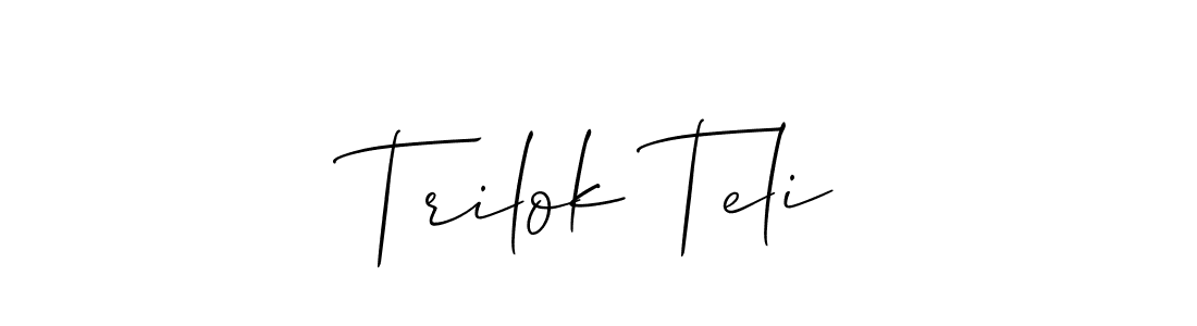 How to make Trilok Teli name signature. Use Allison_Script style for creating short signs online. This is the latest handwritten sign. Trilok Teli signature style 2 images and pictures png