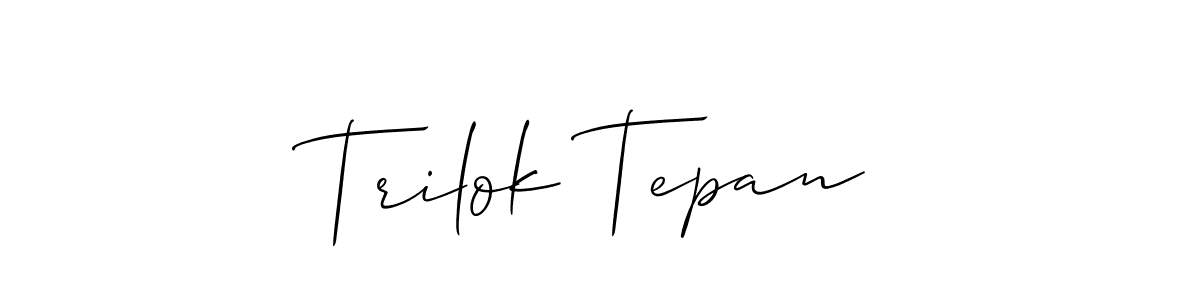 How to make Trilok Tepan signature? Allison_Script is a professional autograph style. Create handwritten signature for Trilok Tepan name. Trilok Tepan signature style 2 images and pictures png