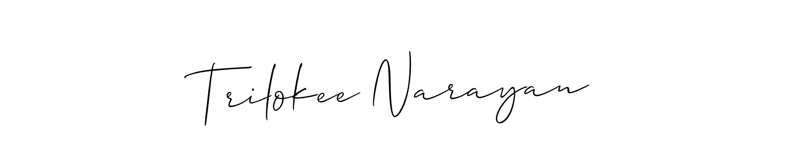 This is the best signature style for the Trilokee Narayan name. Also you like these signature font (Allison_Script). Mix name signature. Trilokee Narayan signature style 2 images and pictures png