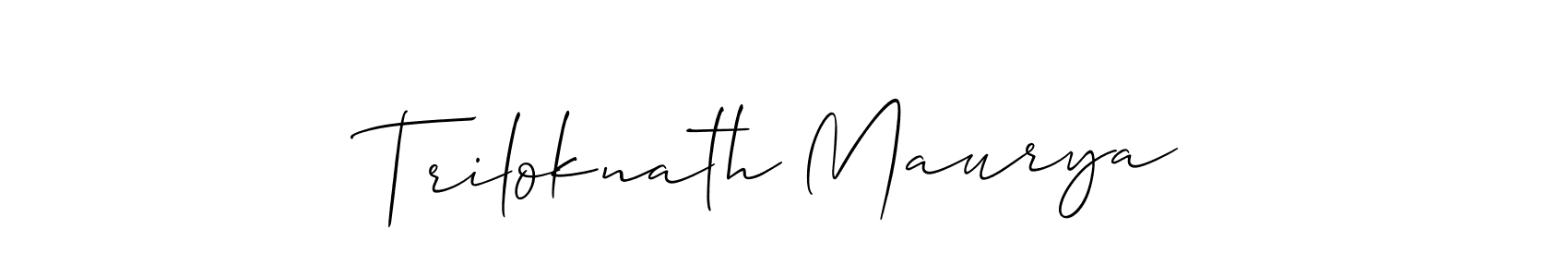 How to make Triloknath Maurya name signature. Use Allison_Script style for creating short signs online. This is the latest handwritten sign. Triloknath Maurya signature style 2 images and pictures png