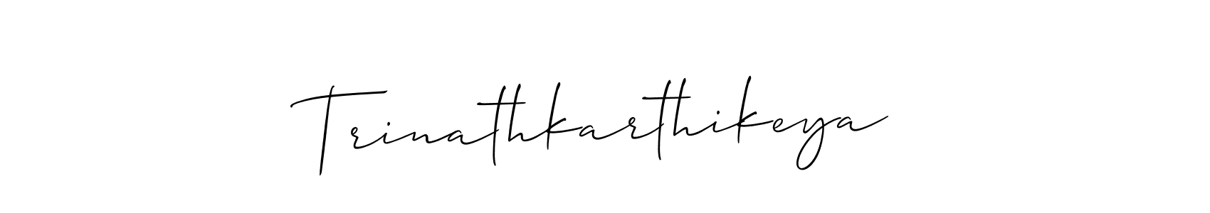 How to make Trinathkarthikeya name signature. Use Allison_Script style for creating short signs online. This is the latest handwritten sign. Trinathkarthikeya signature style 2 images and pictures png