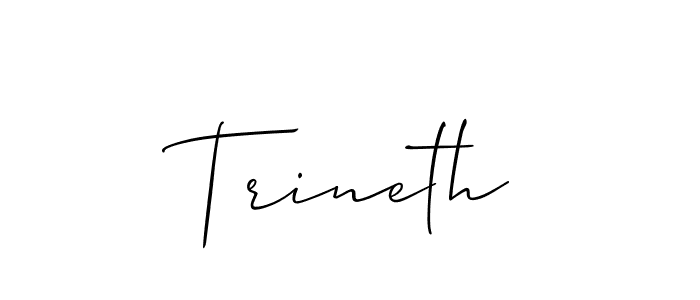 Use a signature maker to create a handwritten signature online. With this signature software, you can design (Allison_Script) your own signature for name Trineth. Trineth signature style 2 images and pictures png