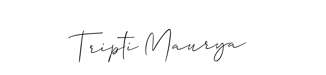 The best way (Allison_Script) to make a short signature is to pick only two or three words in your name. The name Tripti Maurya include a total of six letters. For converting this name. Tripti Maurya signature style 2 images and pictures png