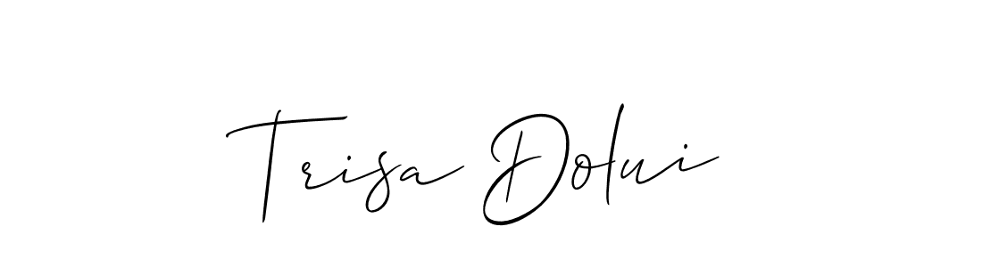 Allison_Script is a professional signature style that is perfect for those who want to add a touch of class to their signature. It is also a great choice for those who want to make their signature more unique. Get Trisa Dolui name to fancy signature for free. Trisa Dolui signature style 2 images and pictures png