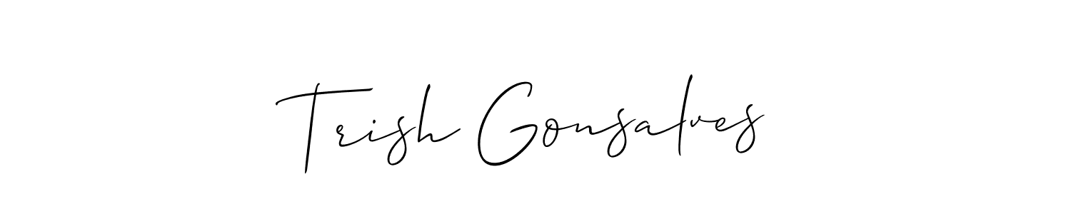 This is the best signature style for the Trish Gonsalves name. Also you like these signature font (Allison_Script). Mix name signature. Trish Gonsalves signature style 2 images and pictures png