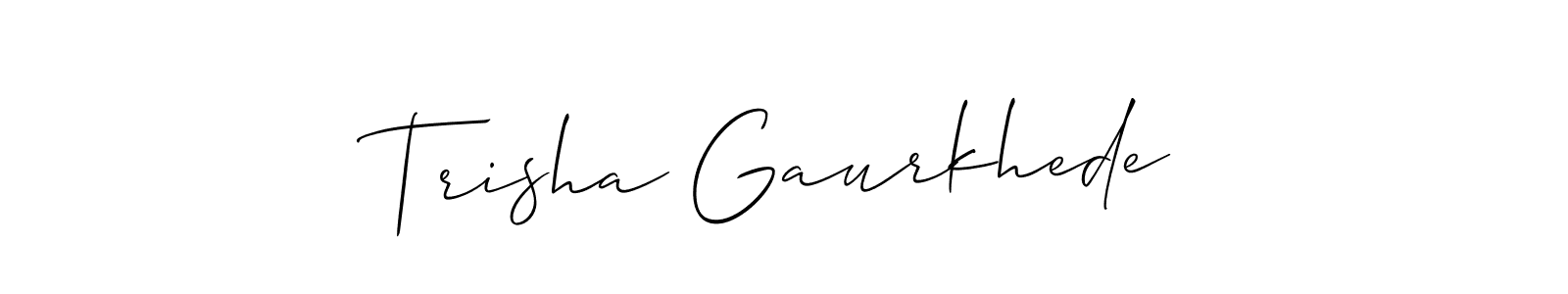 How to make Trisha Gaurkhede name signature. Use Allison_Script style for creating short signs online. This is the latest handwritten sign. Trisha Gaurkhede signature style 2 images and pictures png