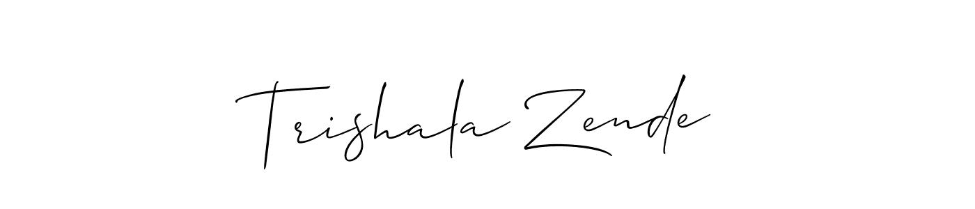 You should practise on your own different ways (Allison_Script) to write your name (Trishala Zende) in signature. don't let someone else do it for you. Trishala Zende signature style 2 images and pictures png