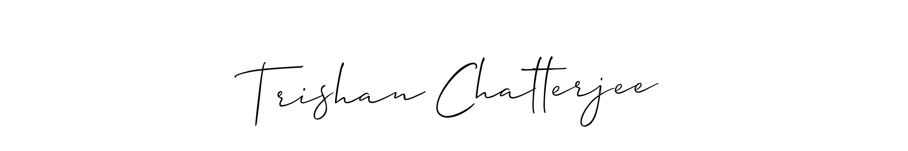 Make a short Trishan Chatterjee signature style. Manage your documents anywhere anytime using Allison_Script. Create and add eSignatures, submit forms, share and send files easily. Trishan Chatterjee signature style 2 images and pictures png
