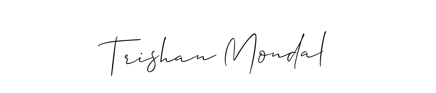 if you are searching for the best signature style for your name Trishan Mondal. so please give up your signature search. here we have designed multiple signature styles  using Allison_Script. Trishan Mondal signature style 2 images and pictures png