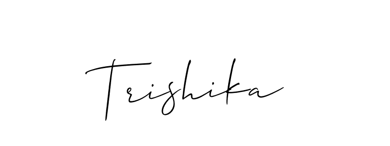 Use a signature maker to create a handwritten signature online. With this signature software, you can design (Allison_Script) your own signature for name Trishika. Trishika signature style 2 images and pictures png