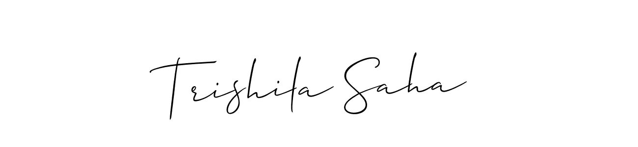 It looks lik you need a new signature style for name Trishila Saha. Design unique handwritten (Allison_Script) signature with our free signature maker in just a few clicks. Trishila Saha signature style 2 images and pictures png