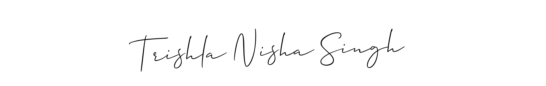 Similarly Allison_Script is the best handwritten signature design. Signature creator online .You can use it as an online autograph creator for name Trishla Nisha Singh. Trishla Nisha Singh signature style 2 images and pictures png