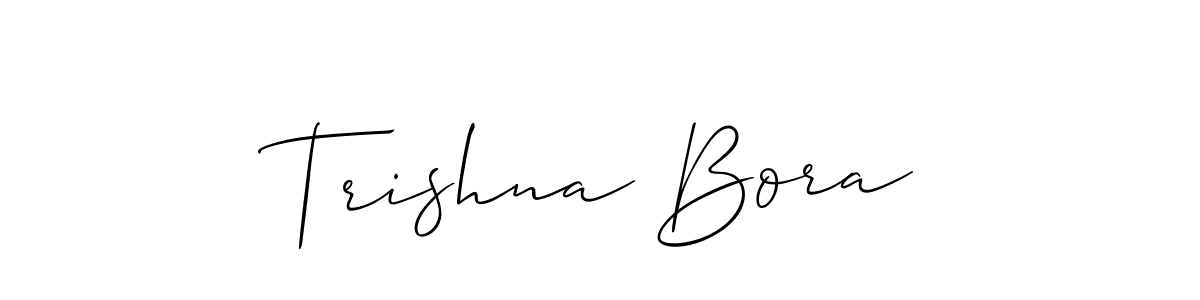 How to make Trishna Bora name signature. Use Allison_Script style for creating short signs online. This is the latest handwritten sign. Trishna Bora signature style 2 images and pictures png