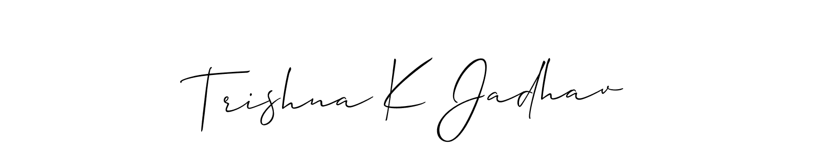 How to Draw Trishna K Jadhav signature style? Allison_Script is a latest design signature styles for name Trishna K Jadhav. Trishna K Jadhav signature style 2 images and pictures png