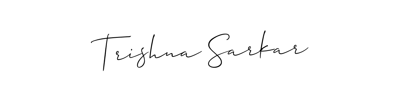 How to make Trishna Sarkar signature? Allison_Script is a professional autograph style. Create handwritten signature for Trishna Sarkar name. Trishna Sarkar signature style 2 images and pictures png