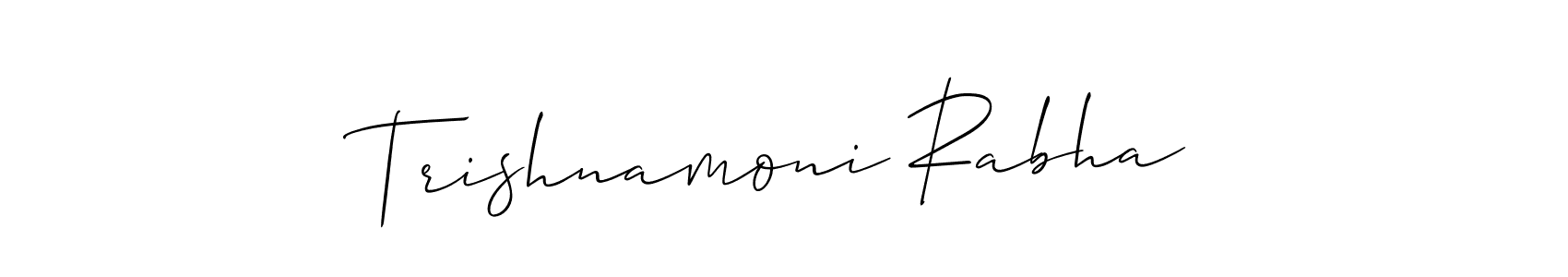 Also You can easily find your signature by using the search form. We will create Trishnamoni Rabha name handwritten signature images for you free of cost using Allison_Script sign style. Trishnamoni Rabha signature style 2 images and pictures png