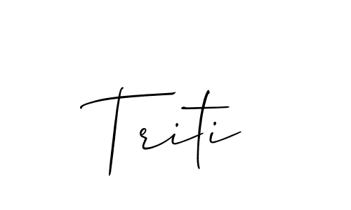 Similarly Allison_Script is the best handwritten signature design. Signature creator online .You can use it as an online autograph creator for name Triti. Triti signature style 2 images and pictures png