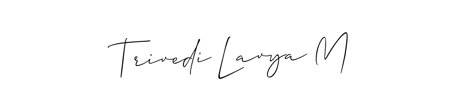 Make a short Trivedi Lavya M signature style. Manage your documents anywhere anytime using Allison_Script. Create and add eSignatures, submit forms, share and send files easily. Trivedi Lavya M signature style 2 images and pictures png