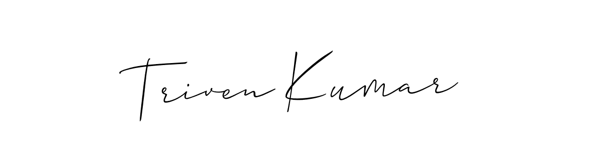 Also we have Triven Kumar name is the best signature style. Create professional handwritten signature collection using Allison_Script autograph style. Triven Kumar signature style 2 images and pictures png