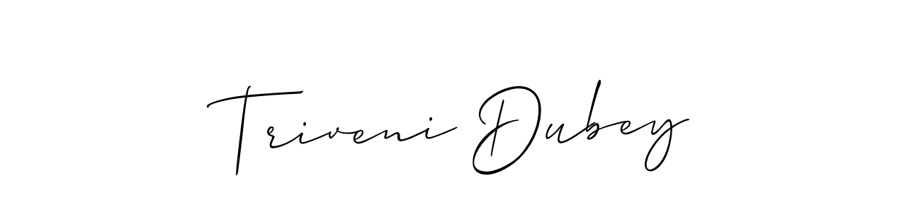 You should practise on your own different ways (Allison_Script) to write your name (Triveni Dubey) in signature. don't let someone else do it for you. Triveni Dubey signature style 2 images and pictures png