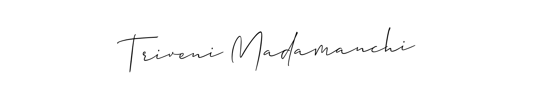 Also we have Triveni Madamanchi name is the best signature style. Create professional handwritten signature collection using Allison_Script autograph style. Triveni Madamanchi signature style 2 images and pictures png