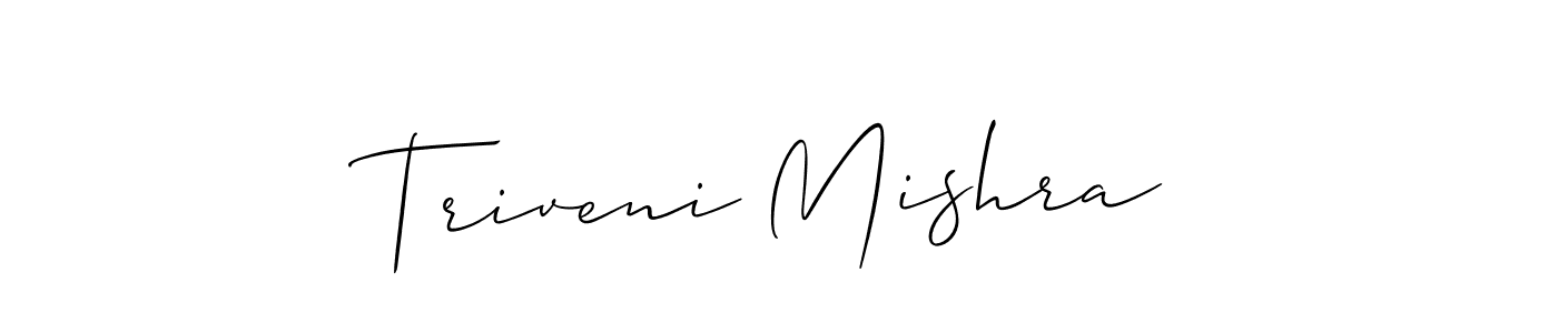 The best way (Allison_Script) to make a short signature is to pick only two or three words in your name. The name Triveni Mishra include a total of six letters. For converting this name. Triveni Mishra signature style 2 images and pictures png