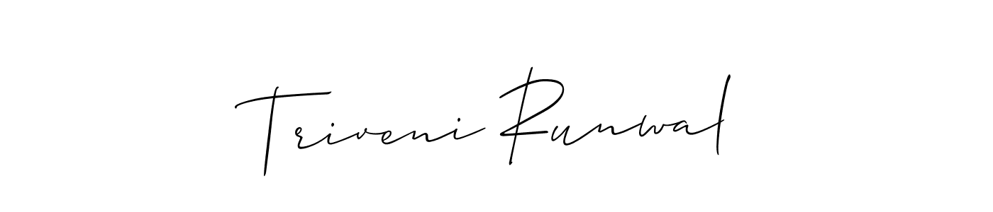 This is the best signature style for the Triveni Runwal name. Also you like these signature font (Allison_Script). Mix name signature. Triveni Runwal signature style 2 images and pictures png