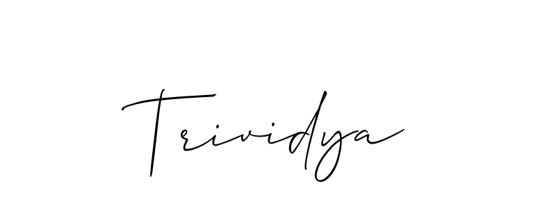Also You can easily find your signature by using the search form. We will create Trividya name handwritten signature images for you free of cost using Allison_Script sign style. Trividya signature style 2 images and pictures png