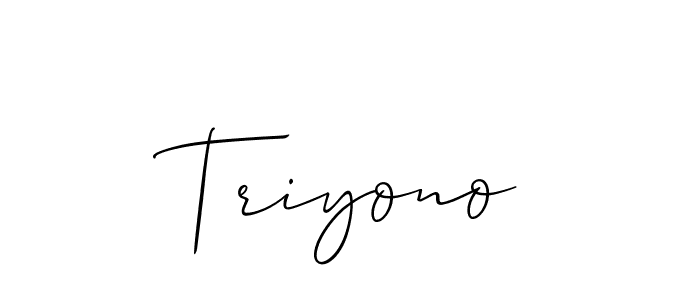 Allison_Script is a professional signature style that is perfect for those who want to add a touch of class to their signature. It is also a great choice for those who want to make their signature more unique. Get Triyono name to fancy signature for free. Triyono signature style 2 images and pictures png