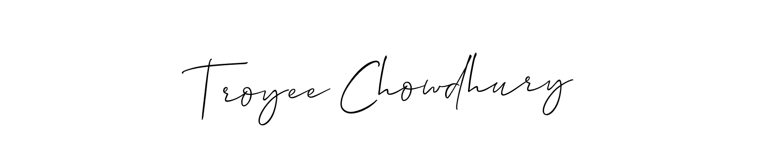 The best way (Allison_Script) to make a short signature is to pick only two or three words in your name. The name Troyee Chowdhury include a total of six letters. For converting this name. Troyee Chowdhury signature style 2 images and pictures png