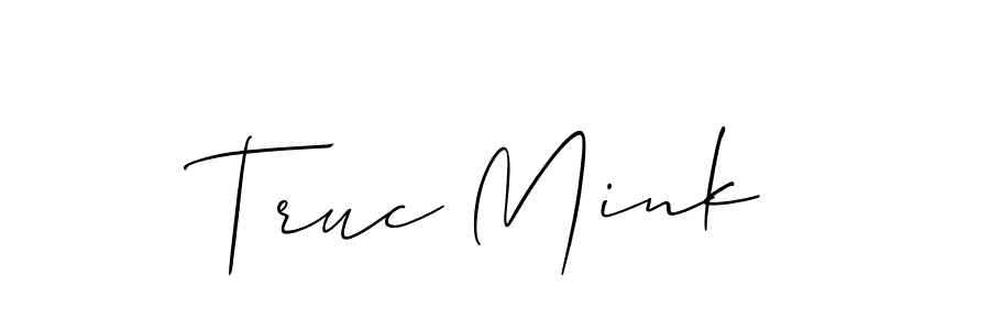 Allison_Script is a professional signature style that is perfect for those who want to add a touch of class to their signature. It is also a great choice for those who want to make their signature more unique. Get Truc Mink name to fancy signature for free. Truc Mink signature style 2 images and pictures png