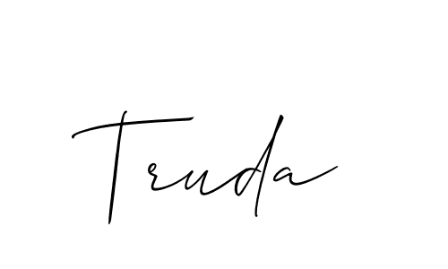 Use a signature maker to create a handwritten signature online. With this signature software, you can design (Allison_Script) your own signature for name Truda. Truda signature style 2 images and pictures png