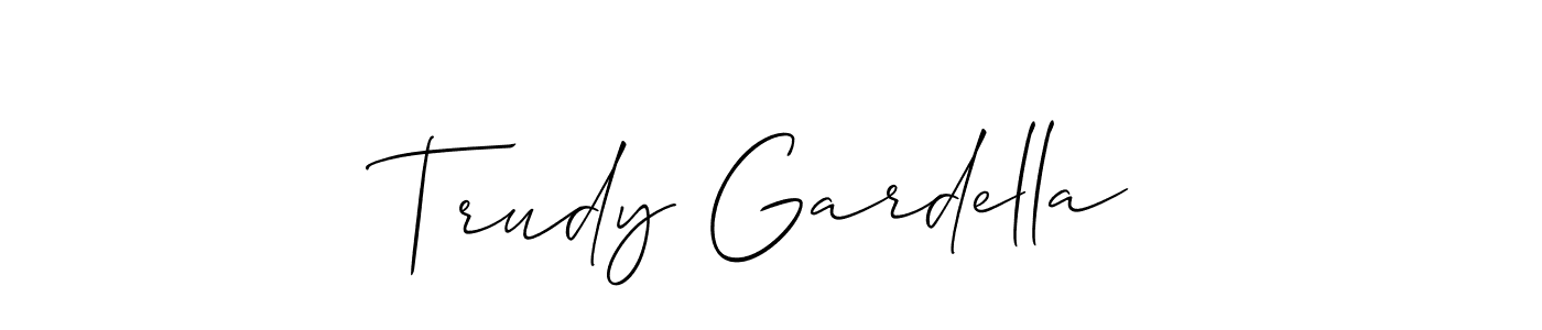 Make a short Trudy Gardella signature style. Manage your documents anywhere anytime using Allison_Script. Create and add eSignatures, submit forms, share and send files easily. Trudy Gardella signature style 2 images and pictures png