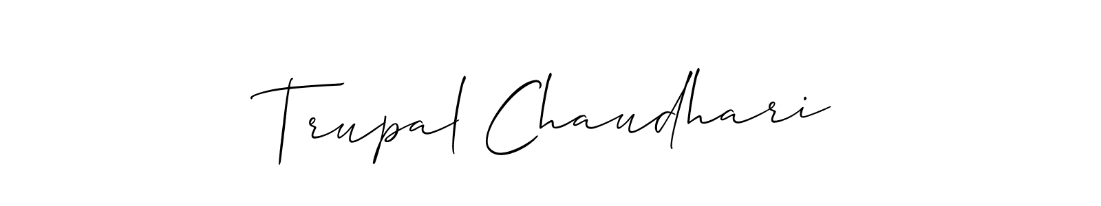 Allison_Script is a professional signature style that is perfect for those who want to add a touch of class to their signature. It is also a great choice for those who want to make their signature more unique. Get Trupal Chaudhari name to fancy signature for free. Trupal Chaudhari signature style 2 images and pictures png