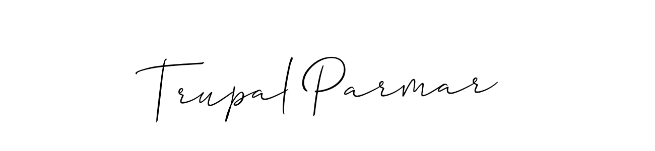 The best way (Allison_Script) to make a short signature is to pick only two or three words in your name. The name Trupal Parmar include a total of six letters. For converting this name. Trupal Parmar signature style 2 images and pictures png