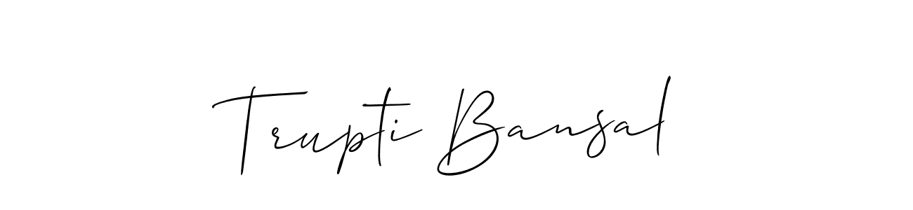 Also You can easily find your signature by using the search form. We will create Trupti Bansal name handwritten signature images for you free of cost using Allison_Script sign style. Trupti Bansal signature style 2 images and pictures png