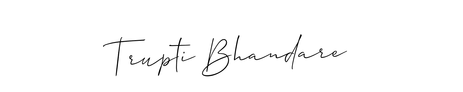 Also You can easily find your signature by using the search form. We will create Trupti Bhandare name handwritten signature images for you free of cost using Allison_Script sign style. Trupti Bhandare signature style 2 images and pictures png
