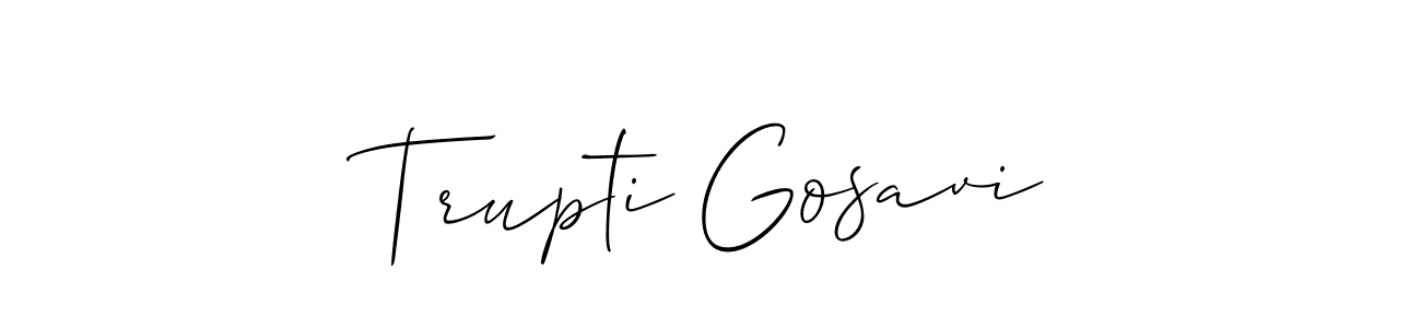 You should practise on your own different ways (Allison_Script) to write your name (Trupti Gosavi) in signature. don't let someone else do it for you. Trupti Gosavi signature style 2 images and pictures png