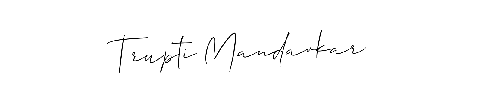 How to make Trupti Mandavkar signature? Allison_Script is a professional autograph style. Create handwritten signature for Trupti Mandavkar name. Trupti Mandavkar signature style 2 images and pictures png