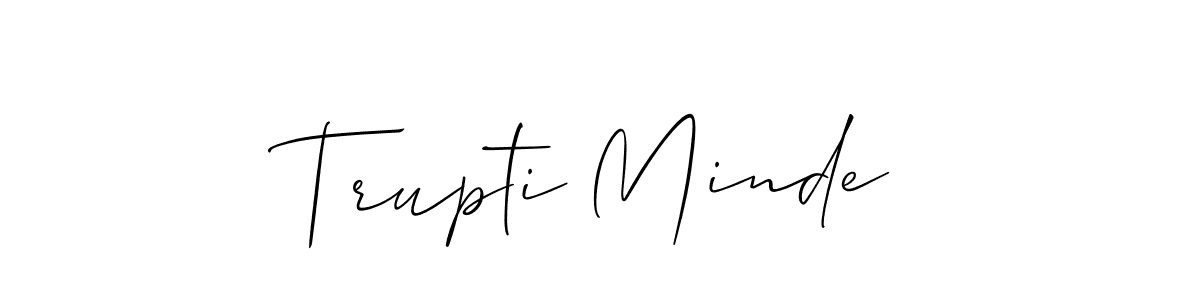 Allison_Script is a professional signature style that is perfect for those who want to add a touch of class to their signature. It is also a great choice for those who want to make their signature more unique. Get Trupti Minde name to fancy signature for free. Trupti Minde signature style 2 images and pictures png